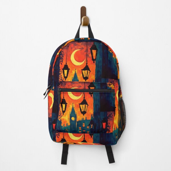 Item preview, London Ramadan Lanterns Glow Beneath a Crescent Moon and Fiery Sunset Sky designed and sold by OlfactoART Studio.
