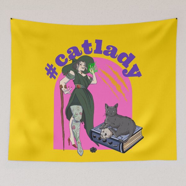 Item preview, #CatLady – Witchy, Fierce, and Proud Cat Lover Art designed and sold by GraficiarniaAK.