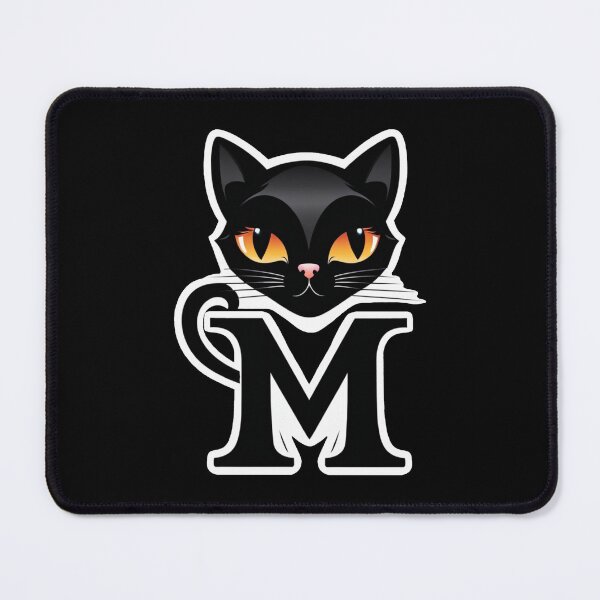 Item preview, Black Capital Letter M Monogram with Black Cat | Alphabet Letters | Cat Illustration designed and sold by UnhingedBird.