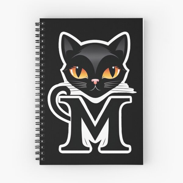 Item preview, Black Capital Letter M Monogram with Black Cat | Alphabet Letters | Cat Illustration designed and sold by UnhingedBird.
