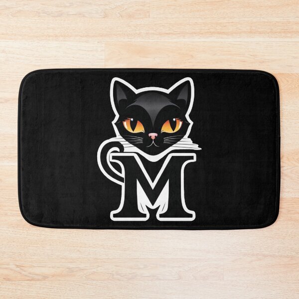 Item preview, Black Capital Letter M Monogram with Black Cat | Alphabet Letters | Cat Illustration designed and sold by UnhingedBird.