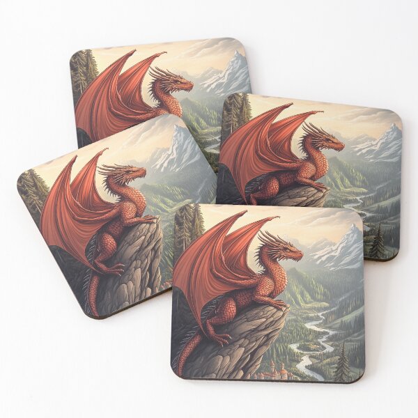 Item preview, Red Dragon on Mountaintop designed and sold by PetsArt.