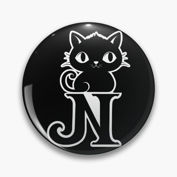 Item preview, Black Capital Letter N Monogram with Black Cat | Alphabet Letters | Cat Illustration designed and sold by UnhingedBird.