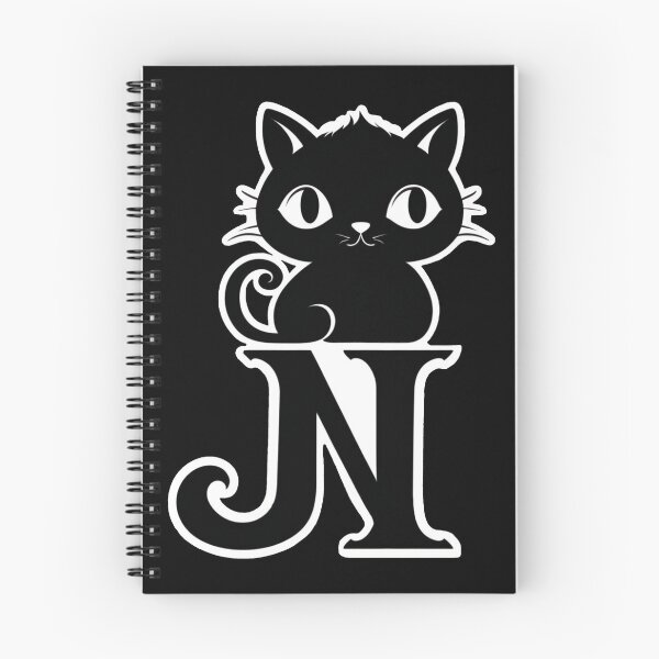 Item preview, Black Capital Letter N Monogram with Black Cat | Alphabet Letters | Cat Illustration designed and sold by UnhingedBird.