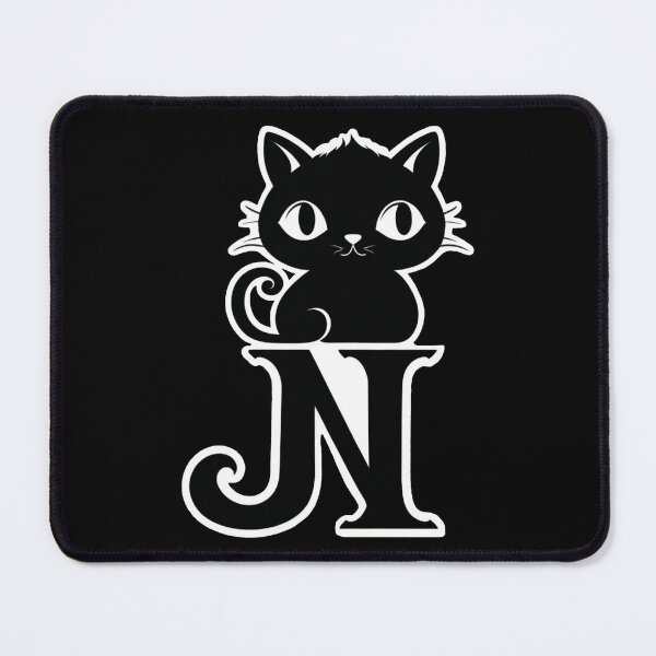 Item preview, Black Capital Letter N Monogram with Black Cat | Alphabet Letters | Cat Illustration designed and sold by UnhingedBird.
