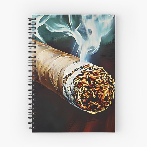 Item preview, Lit Cigar Emitting Curling Smoke with Glowing Embers and Rich Textures Abstract Digital AI Art designed and sold by OlfactoART Studio.