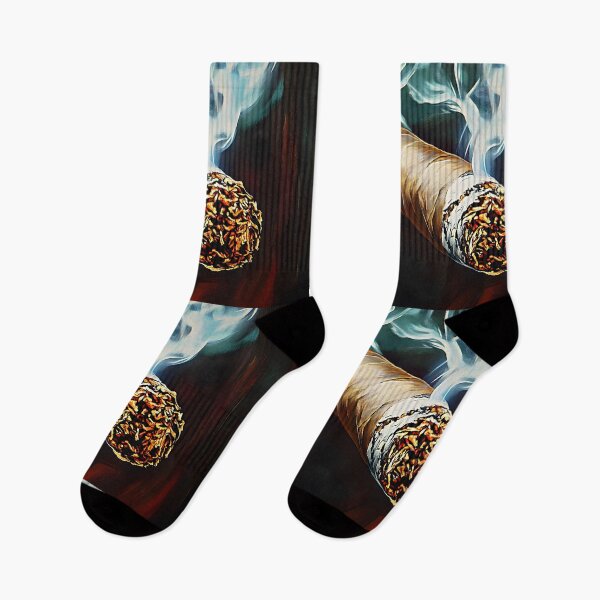 Item preview, Lit Cigar Emitting Curling Smoke with Glowing Embers and Rich Textures Abstract Digital AI Art designed and sold by OlfactoART Studio.