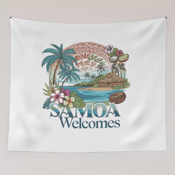 Item preview, Samoa Welcomes Flag Map Apia, Upolu, Savai'i, Togitogiga designed and sold by AnimalsDH305.
