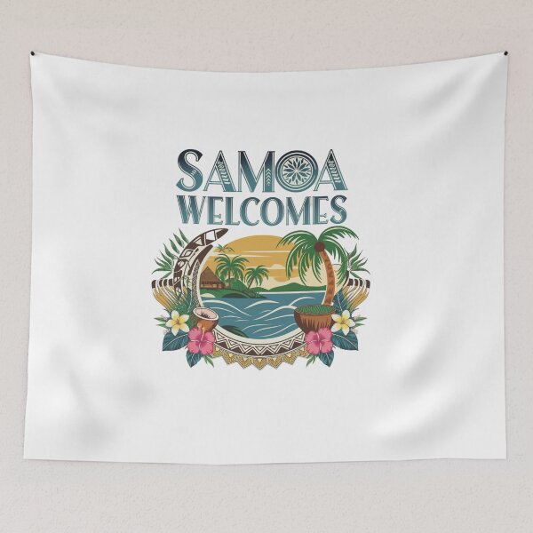 Item preview, Samoa Welcomes Flag Map Apia, Upolu, Savai'i, Togitogiga designed and sold by AnimalsDH305.