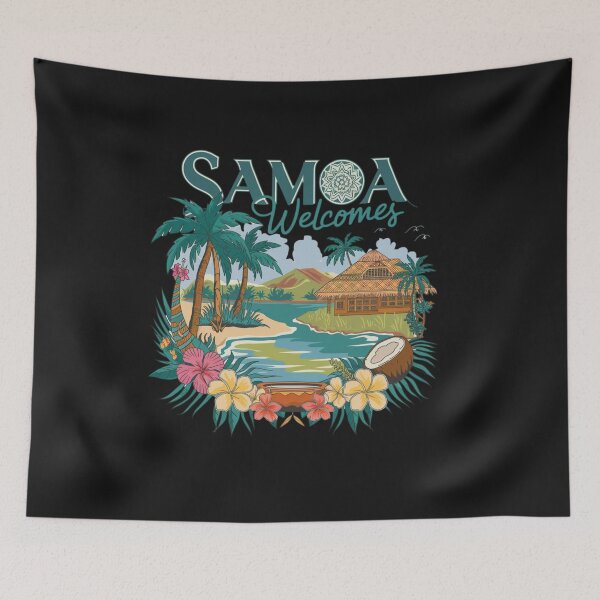 Item preview, Samoa Welcomes Flag Map Apia, Upolu, Savai'i, Togitogiga designed and sold by AnimalsDH305.