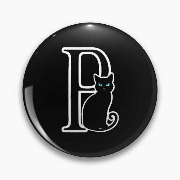 Item preview, Black Capital Letter P Monogram with Black Cat | Alphabet Letters | Cat Illustration designed and sold by UnhingedBird.