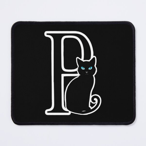 Item preview, Black Capital Letter P Monogram with Black Cat | Alphabet Letters | Cat Illustration designed and sold by UnhingedBird.