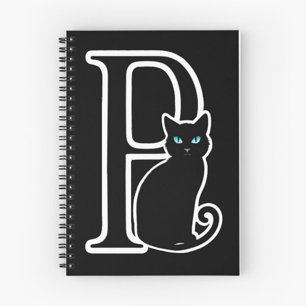 Artikelvorschau, Schwarzer Großbuchstabe P-Monogramm mit schwarzer Katze | Alphabet-Buchstaben | Katzenillustration entworfen und verkauft von UnhingedBird.