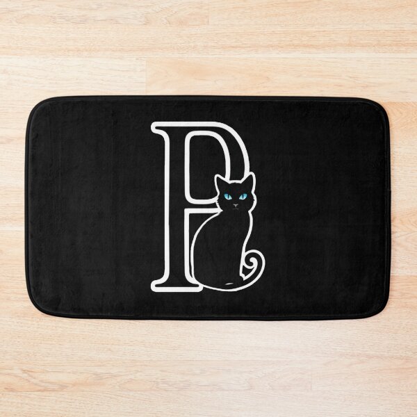 Item preview, Black Capital Letter P Monogram with Black Cat | Alphabet Letters | Cat Illustration designed and sold by UnhingedBird.