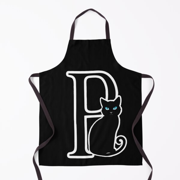 Item preview, Black Capital Letter P Monogram with Black Cat | Alphabet Letters | Cat Illustration designed and sold by UnhingedBird.