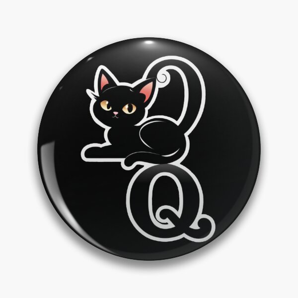 Item preview, Black Capital Letter Q Monogram with Black Cat | Alphabet Letters | Cat Illustration designed and sold by UnhingedBird.