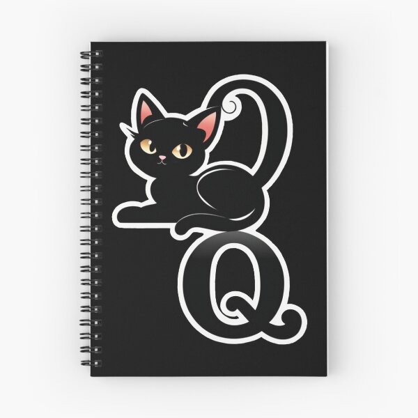 Artikelvorschau, Schwarzer Großbuchstabe Q-Monogramm mit schwarzer Katze | Alphabet-Buchstaben | Katzenillustration entworfen und verkauft von UnhingedBird.