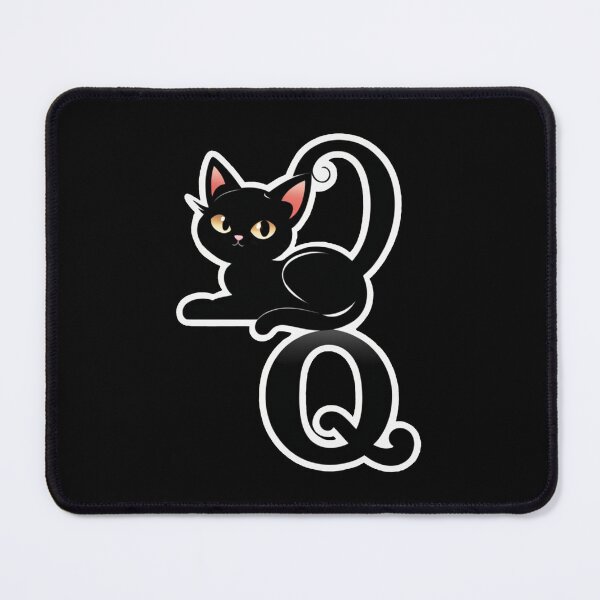 Item preview, Black Capital Letter Q Monogram with Black Cat | Alphabet Letters | Cat Illustration designed and sold by UnhingedBird.