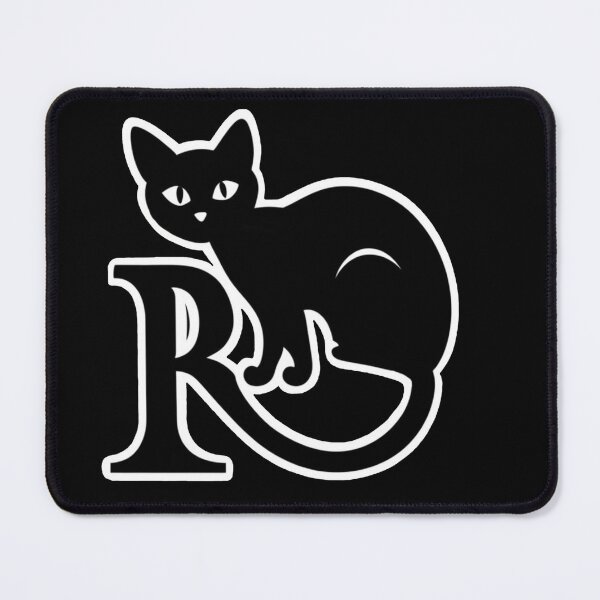 Item preview, Black Capital Letter R Monogram with Black Cat | Alphabet Letters | Cat Illustration designed and sold by UnhingedBird.