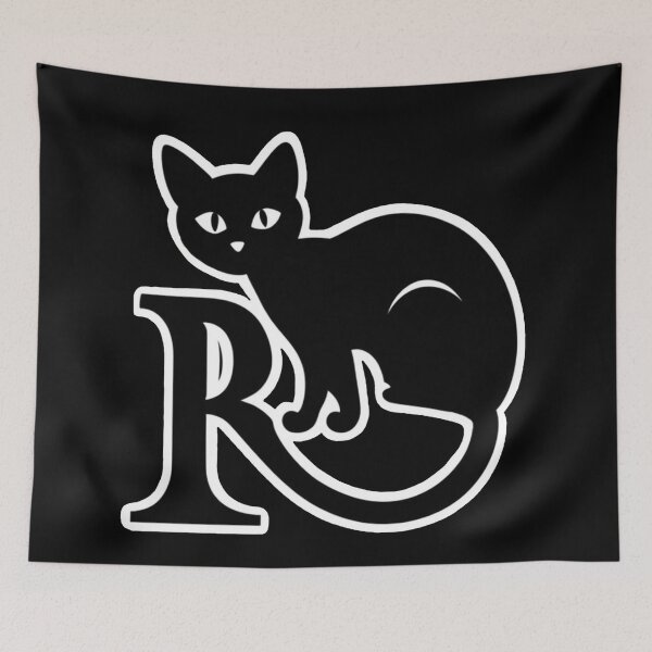 Item preview, Black Capital Letter R Monogram with Black Cat | Alphabet Letters | Cat Illustration designed and sold by UnhingedBird.