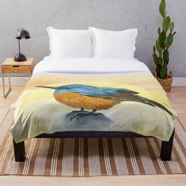 Aperçu de l'œuvre Adorable oiseau bleu et la mer de nuages créée et vendue par greenPQBstudio.
