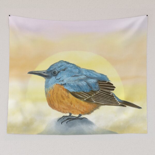 Item preview, Adorable blue bird and the sea of clouds  designed and sold by greenPQBstudio.