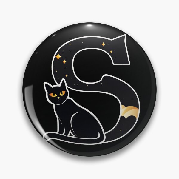 Item preview, Black Capital Letter S Monogram with Black Cat | Alphabet Letters | Cat Illustration designed and sold by UnhingedBird.