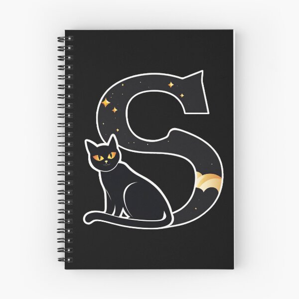 Item preview, Black Capital Letter S Monogram with Black Cat | Alphabet Letters | Cat Illustration designed and sold by UnhingedBird.