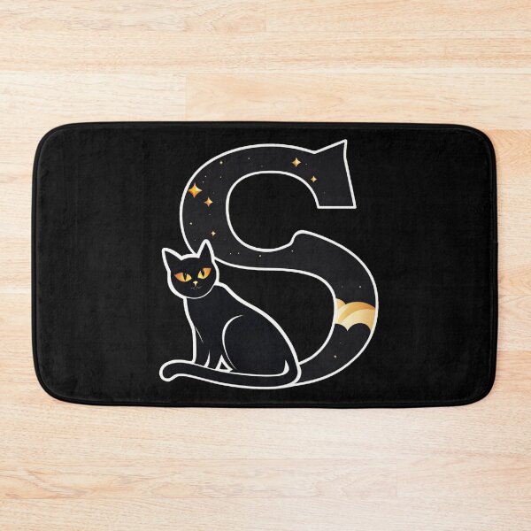 Item preview, Black Capital Letter S Monogram with Black Cat | Alphabet Letters | Cat Illustration designed and sold by UnhingedBird.