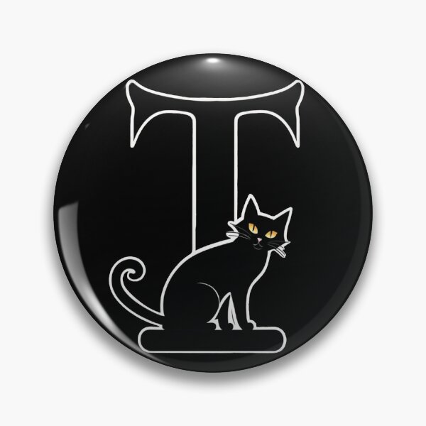 Item preview, Black Capital Letter T Monogram with Black Cat | Alphabet Letters | Cat Illustration designed and sold by UnhingedBird.