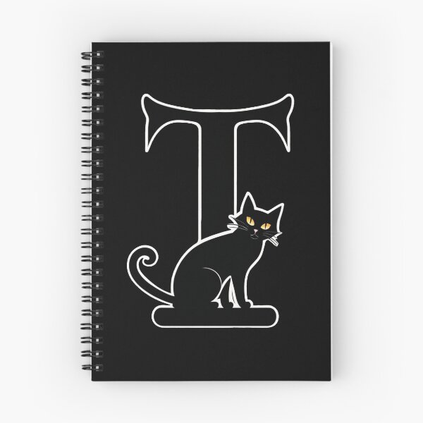 Item preview, Black Capital Letter T Monogram with Black Cat | Alphabet Letters | Cat Illustration designed and sold by UnhingedBird.