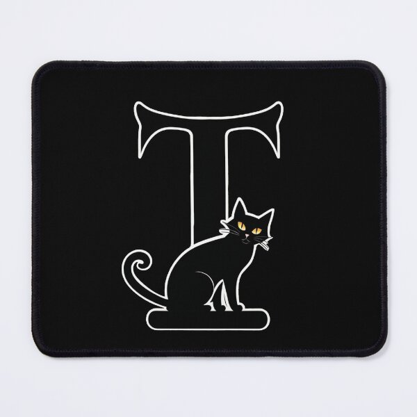 Item preview, Black Capital Letter T Monogram with Black Cat | Alphabet Letters | Cat Illustration designed and sold by UnhingedBird.