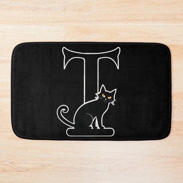 Item preview, Black Capital Letter T Monogram with Black Cat | Alphabet Letters | Cat Illustration designed and sold by UnhingedBird.