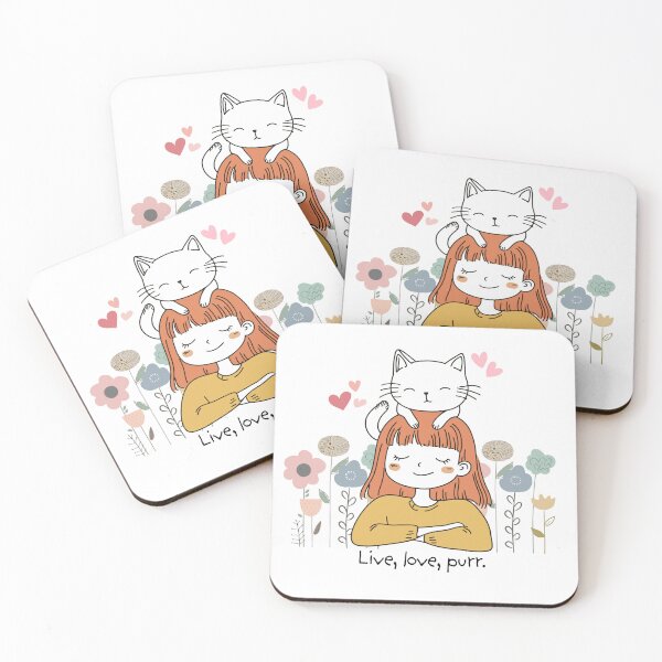 Item preview, cute pastel live, love, purr cat girl designed and sold by ZMaria.