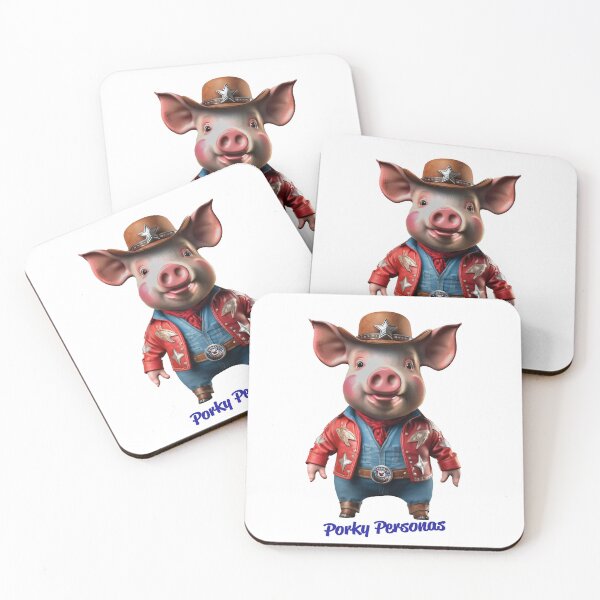 Item preview, Porky Personas Funny Pig Characters Cowboy Sherriff designed and sold by Drone-tees.