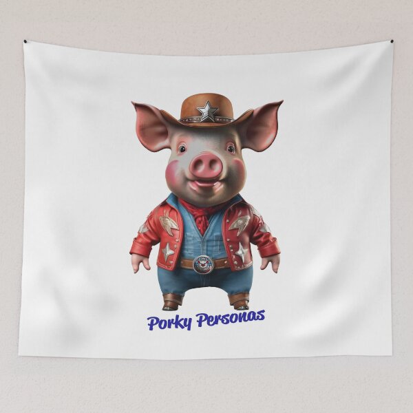 Item preview, Porky Personas Funny Pig Characters Cowboy Sherriff designed and sold by Drone-tees.