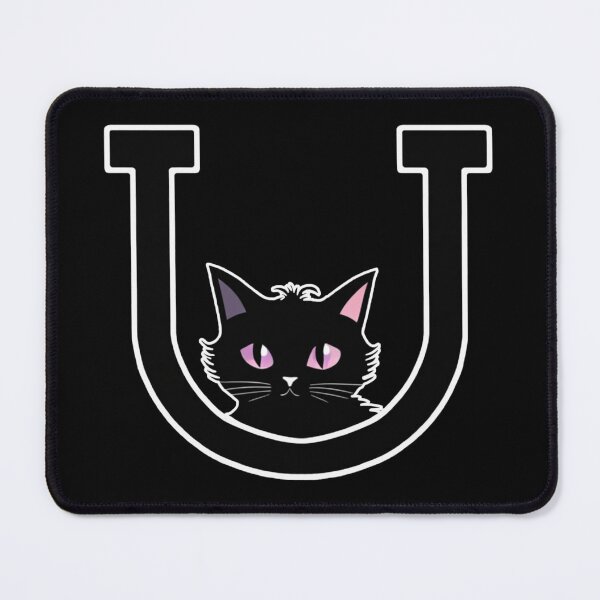 Item preview, Black Capital Letter U Monogram with Black Cat | Alphabet Letters | Cat Illustration designed and sold by UnhingedBird.
