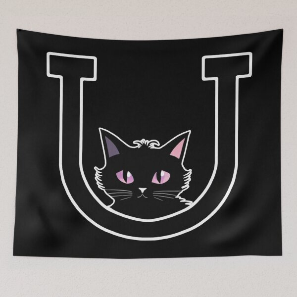 Item preview, Black Capital Letter U Monogram with Black Cat | Alphabet Letters | Cat Illustration designed and sold by UnhingedBird.