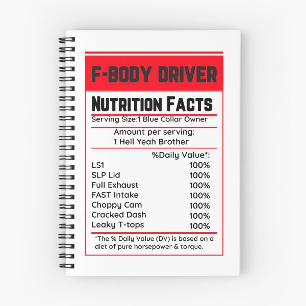 Item preview, F-Body Driver Nutrition Facts designed and sold by RupertsGarage.