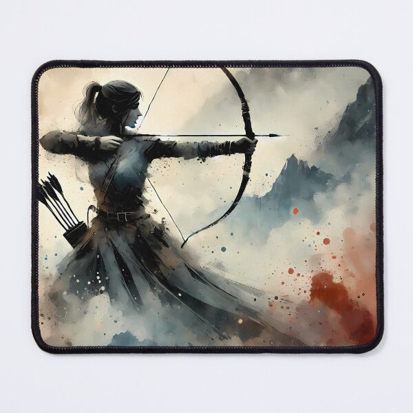 Item preview, Archer in front of mountain panorama | Art | Watercolor | Middle Ages designed and sold by Beyond The Nock.