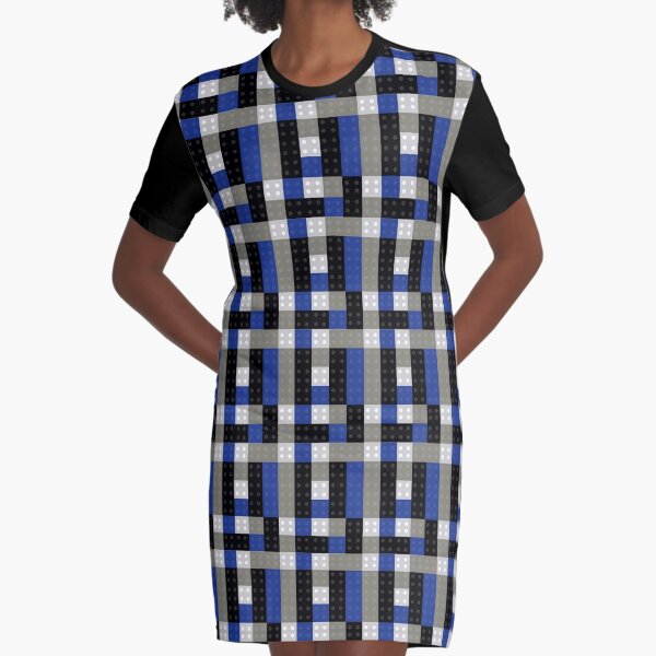 Bricks From Above - Grey and Blue Graphic T-Shirt Dress