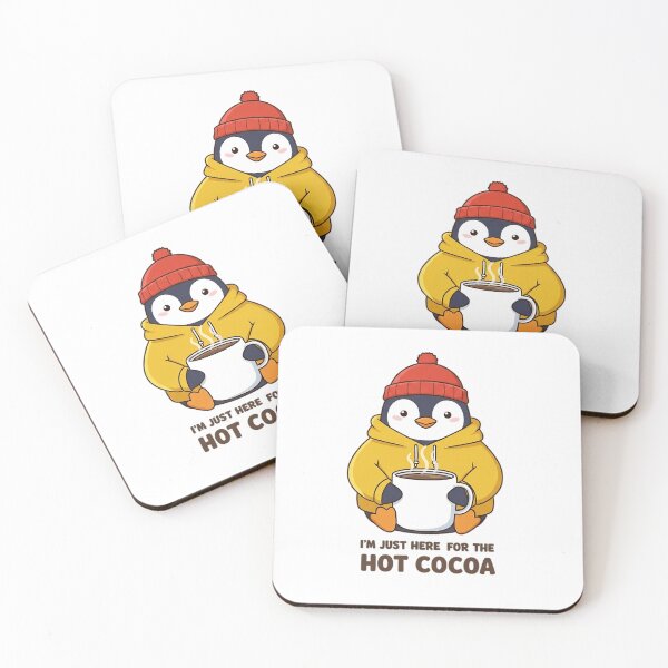Item preview, Cute penguin wearing a hoodie enjoys a cup of hot cocoa while sitting comfortably designed and sold by RUMOOROZ.