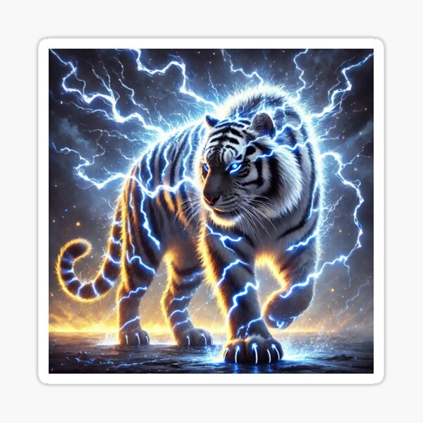 Item preview, Fantasy Electric Lightning Tiger designed and sold by Pines & Starlight.