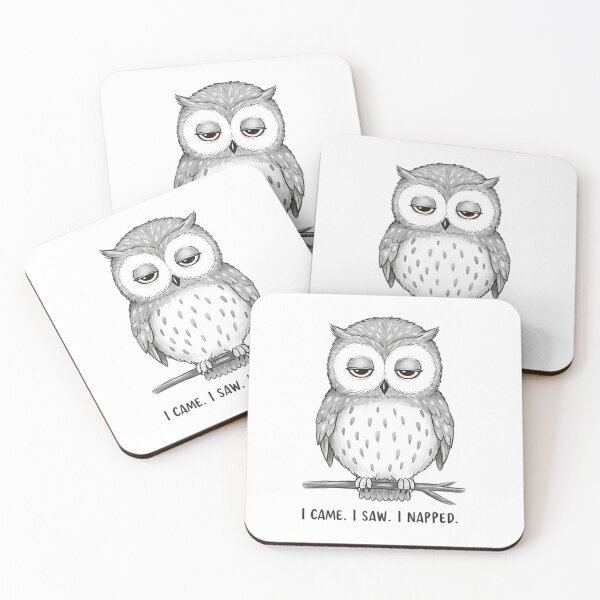Item preview, Cute owl artwork displaying relaxed attitude with humorous quote about napping and observing nature designed and sold by RUMOOROZ.
