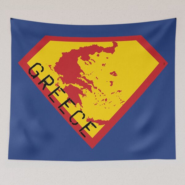 Item preview, SUPER GREECE SHIELD - Freedom Is The Superpower - SUPERHERO spellout design designed and sold by pelagio.