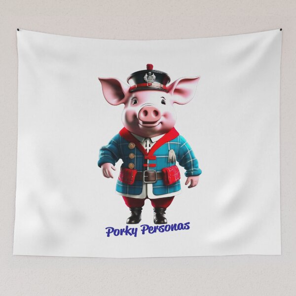 Item preview, Porky Personas Funny Pig Characters Scotsman designed and sold by Drone-tees.