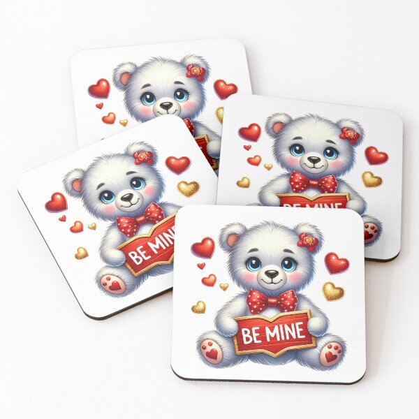 Item preview, Adorable teddy bear holding a sign that says 'Be Mine' designed and sold by JonysCreativeDesigns.