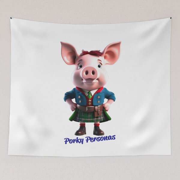 Item preview, Porky Personas Funny Pig Characters Scotsman designed and sold by Drone-tees.