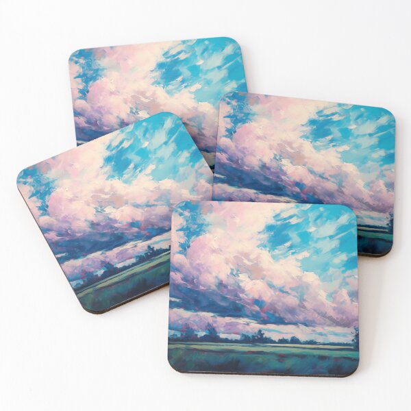Item preview, Dreamy Pink Clouds Over Lush Green Fields designed and sold by Paintings By Simon .