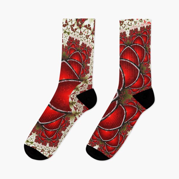 Item preview, "Fractal Blossoms: A Kaleidoscope of Red and White" designed and sold by bloorose.